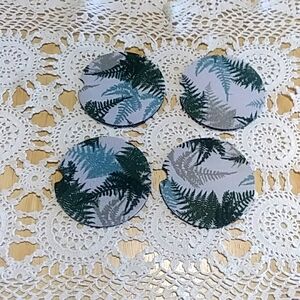 Car Accessory, Thin Car Coasters, Fern Pattern